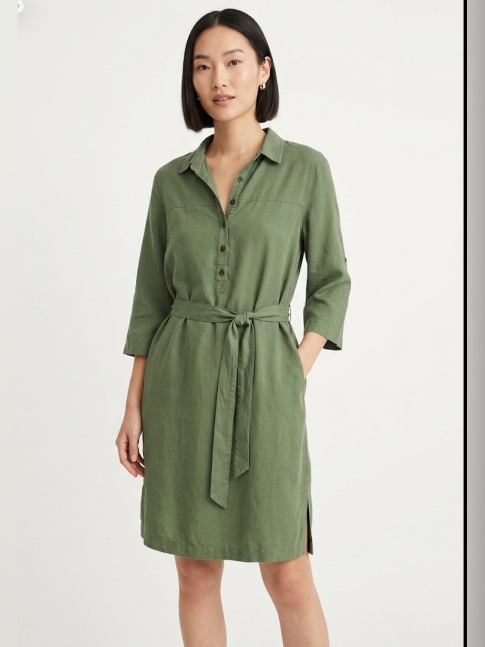 Reynah Couture Green Shirt Dress Utility Button Up Pockets Size Large